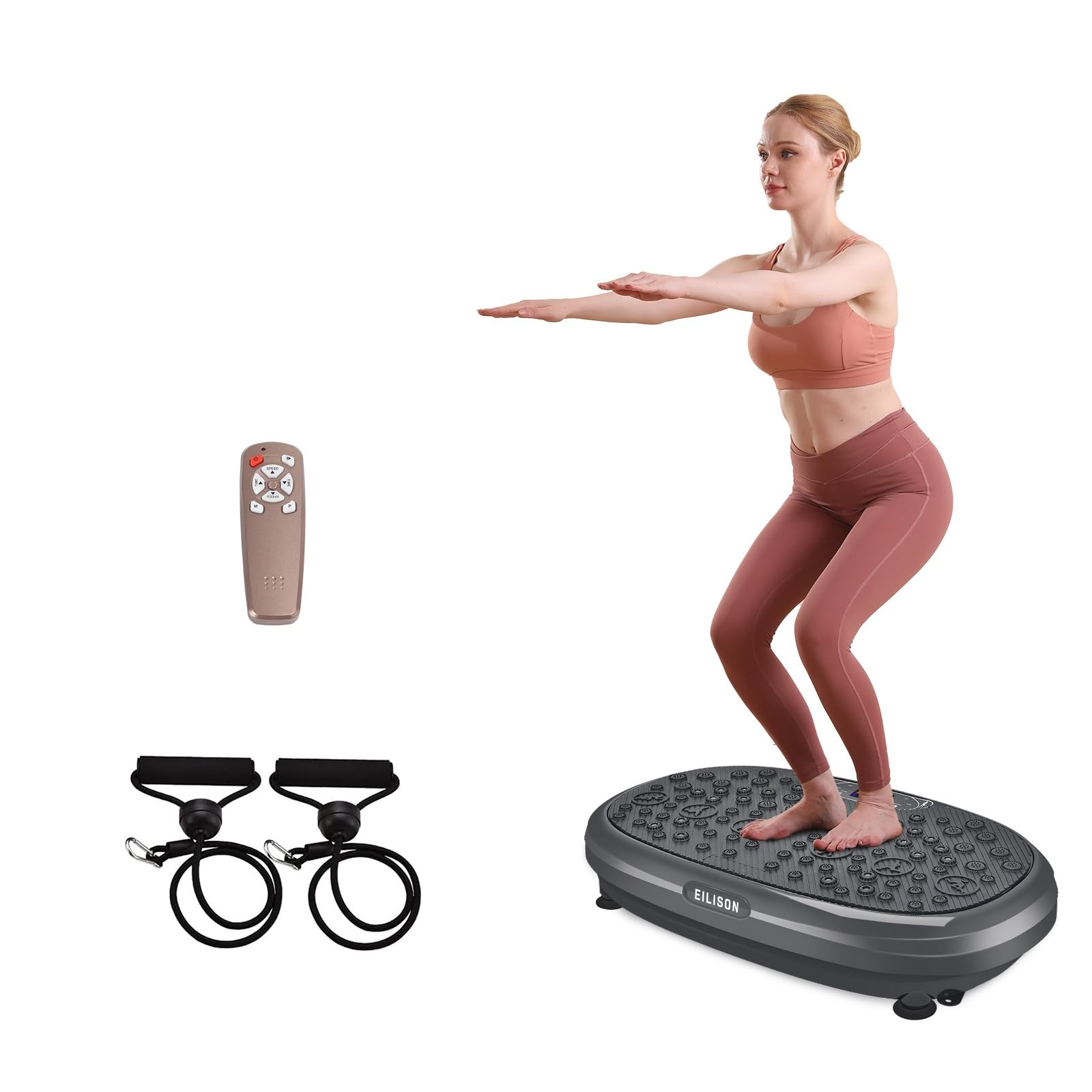 EILISON FitMaxx 3D XL Vibration Plate Exercise Machine - Whole Body Workout Vibration Platform w/Loop Bands - Lymphatic Drainage Machine for Weight Loss, Shaping, Recovery