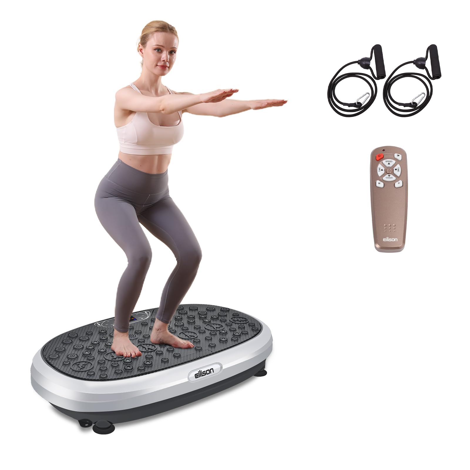 EILISON FitMaxx 3D XL Vibration Plate Exercise Machine - Whole Body Workout Vibration Platform w/Loop Bands - Lymphatic Drainage Machine for Weight Loss, Shaping, Recovery