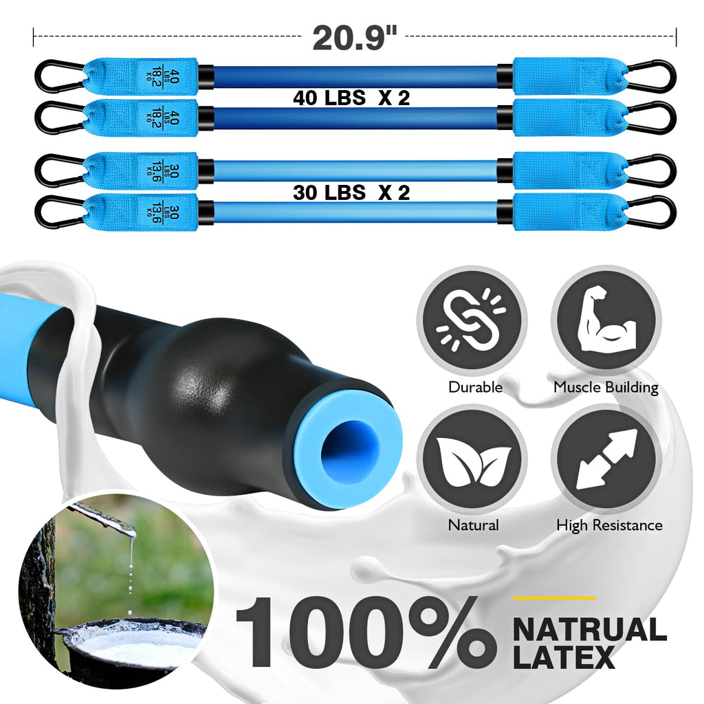 Ayombo Pilates Bar Kit with Resistance Bands, Pilates Workout Equipment for Legs, Hip, Waist, Arm, Squats Exercise Equipment for Home Workouts, Adjustable 3-Section Pilates Bar Kit for Women & Men