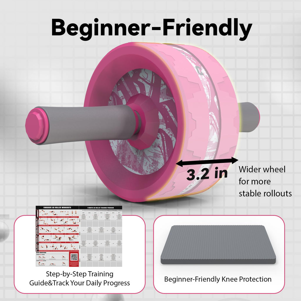 VINSGUIR Ab Roller Wheel, Abs & Core Workout Equipment for Home Gym with Knee Pad Accessories, Abdominal Wheel for Full-body Strength Training