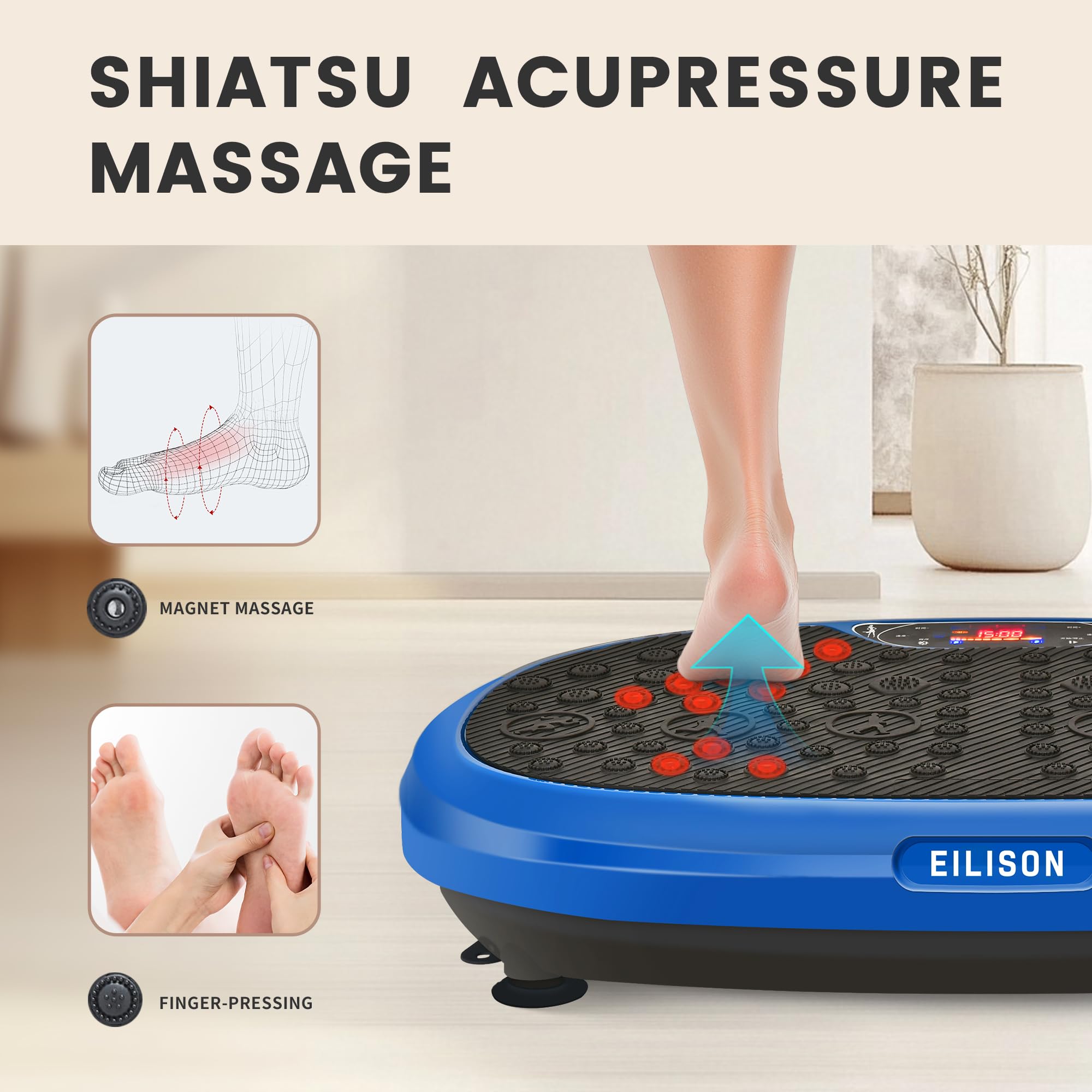 EILISON FitMaxx 3D XL Vibration Plate Exercise Machine - Whole Body Workout Vibration Platform w/Loop Bands - Lymphatic Drainage Machine for Weight Loss, Shaping, Recovery