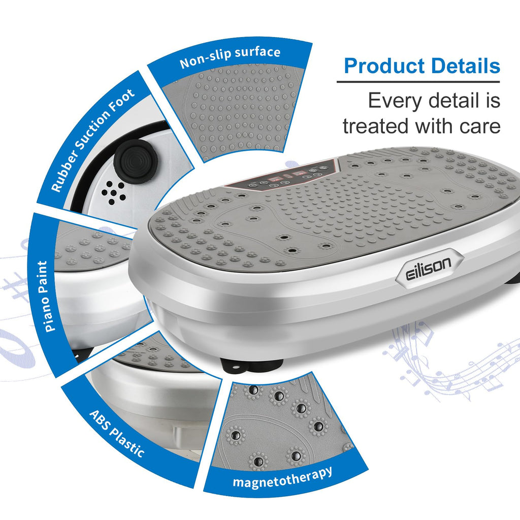 EILISON FitMaxx 3D XL Vibration Plate Exercise Machine - Whole Body Workout Vibration Platform w/Loop Bands - Lymphatic Drainage Machine for Weight Loss, Shaping, Recovery