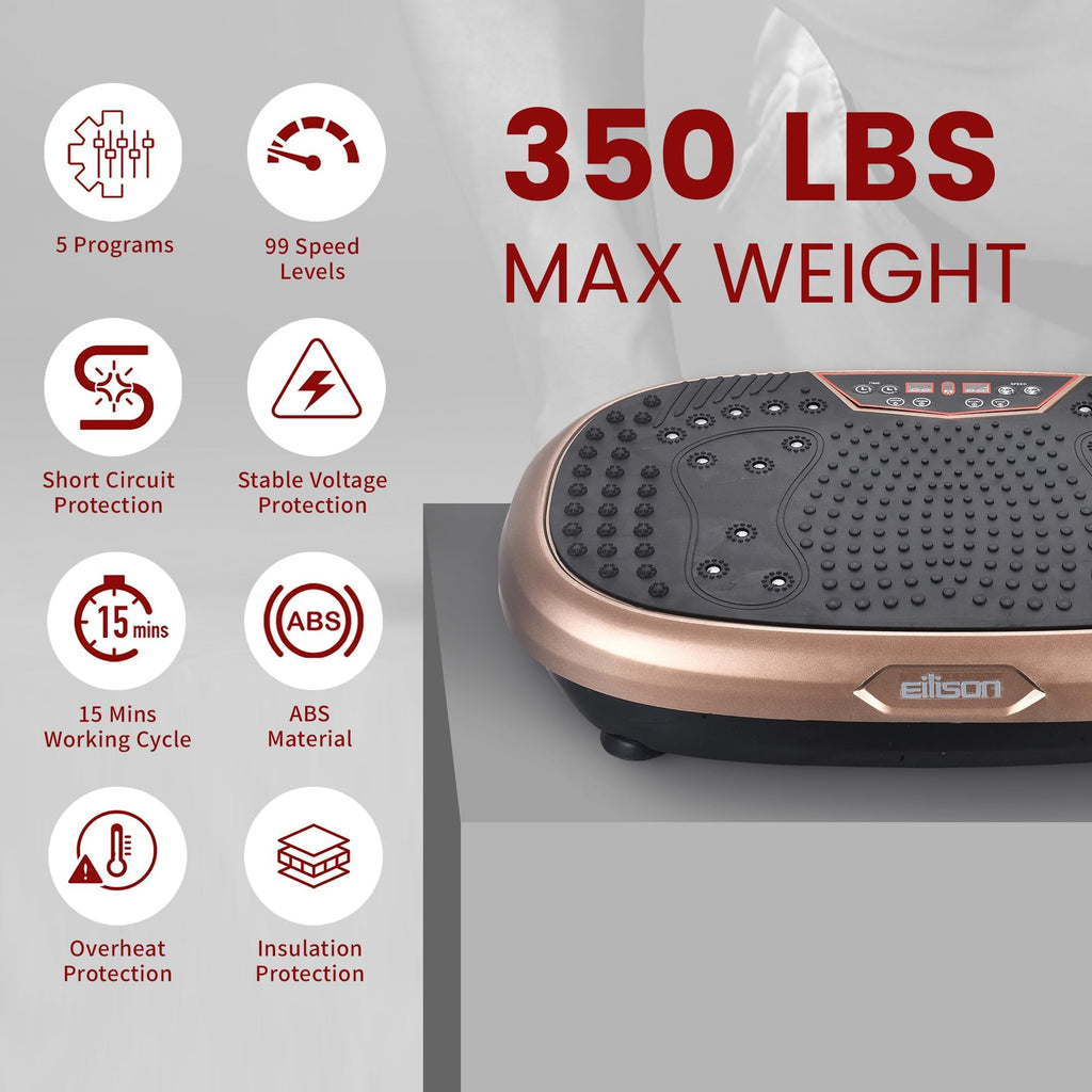 EILISON FitMaxx 3D XL Vibration Plate Exercise Machine - Whole Body Workout Vibration Platform w/Loop Bands - Lymphatic Drainage Machine for Weight Loss, Shaping, Recovery