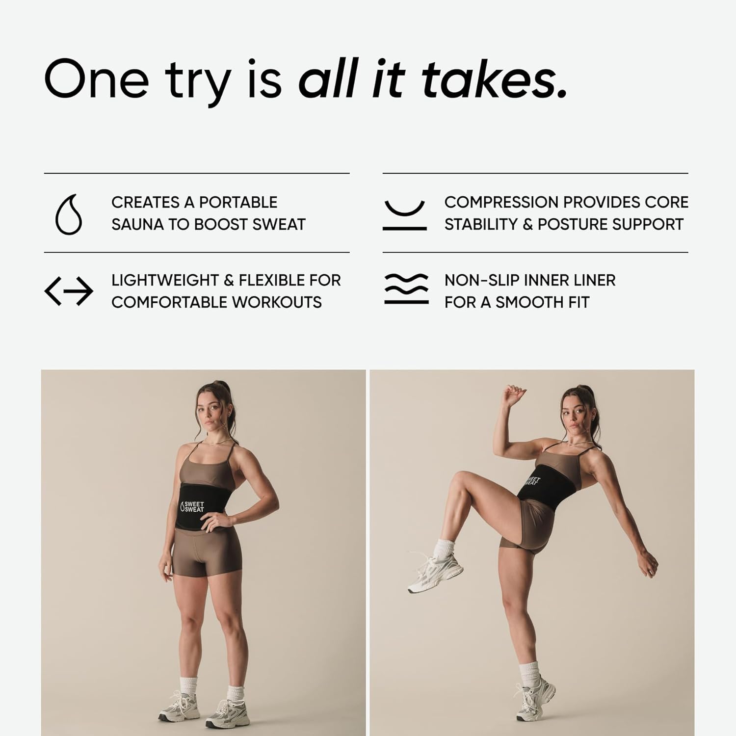 Sports Research Sweet Sweat Waist Trimmer (Core Series) - Premium Sweat Enhancing Fitness Band for Women & Men