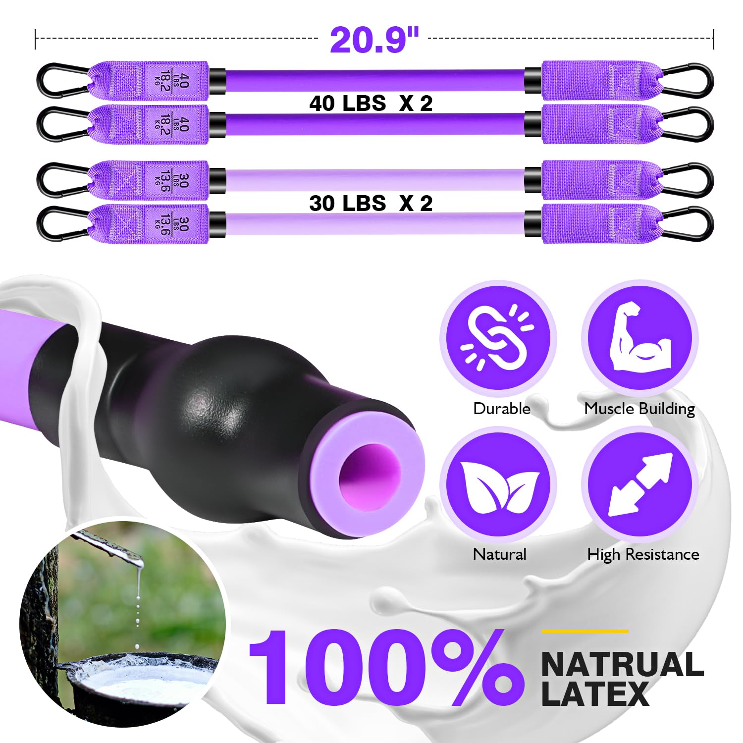 Ayombo Pilates Bar Kit with Resistance Bands, Pilates Workout Equipment for Legs, Hip, Waist, Arm, Squats Exercise Equipment for Home Workouts, Adjustable 3-Section Pilates Bar Kit for Women & Men