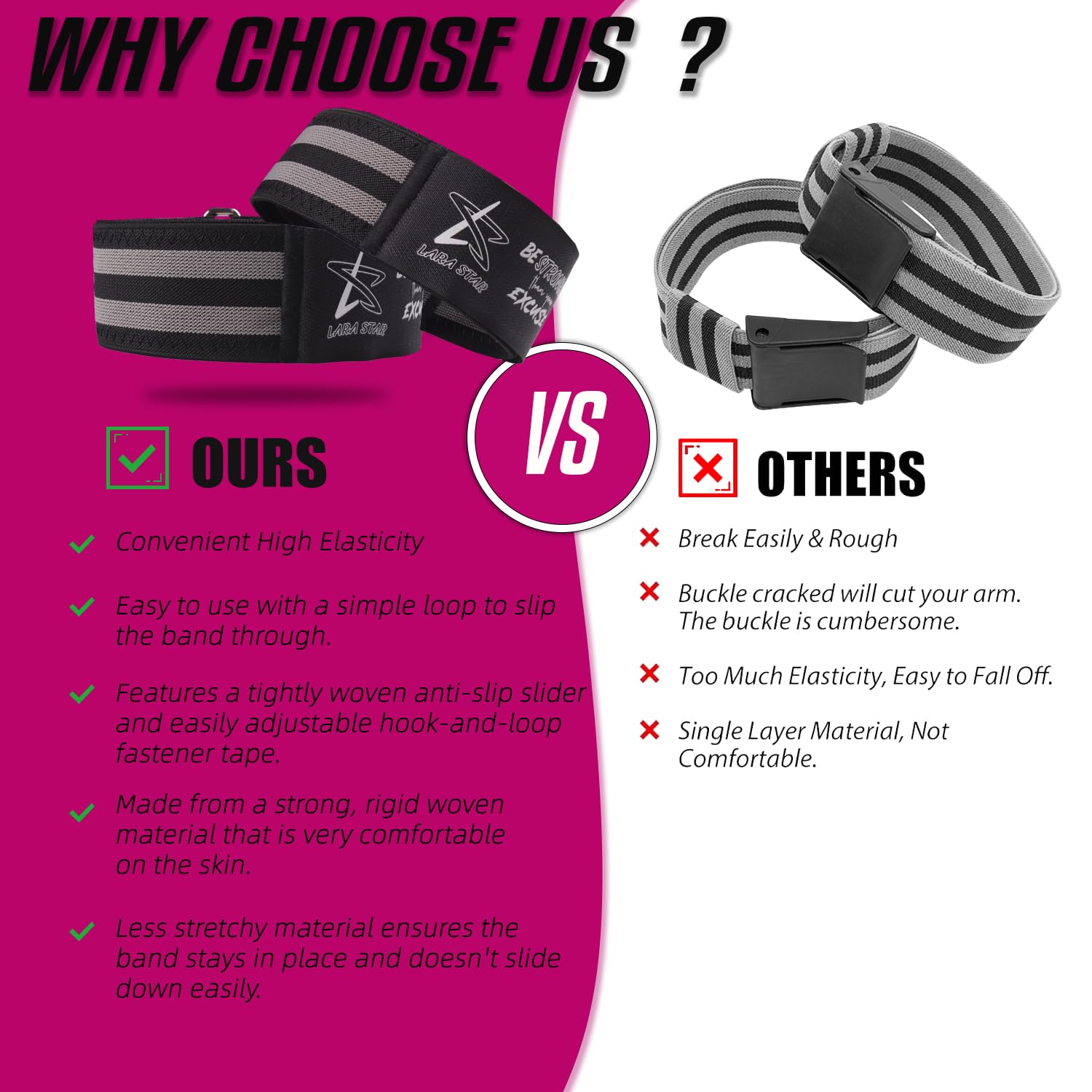 BFR Occlusion Bands for Women Glutes,Blood Flow Restriction Bands for Legs, Butt & Hip Building, Workouts, Best Fabric Resistance Bands for Squat Butt & Thigh