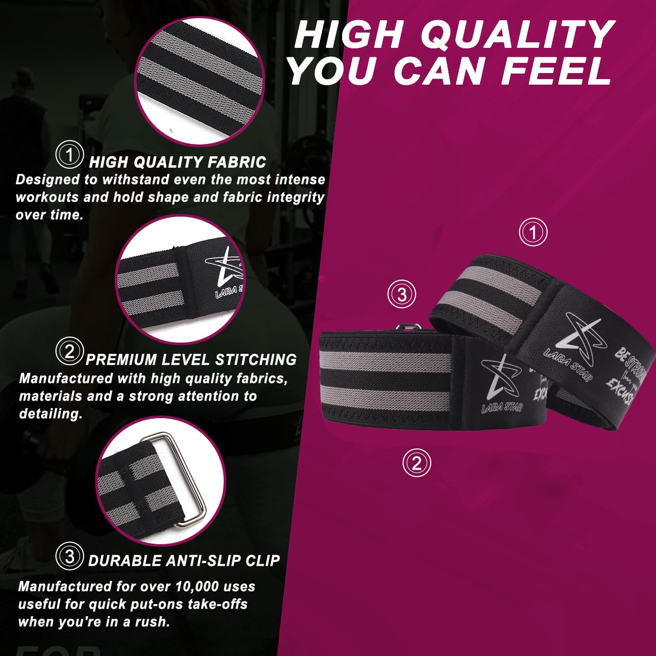 BFR Occlusion Bands for Women Glutes,Blood Flow Restriction Bands for Legs, Butt & Hip Building, Workouts, Best Fabric Resistance Bands for Squat Butt & Thigh