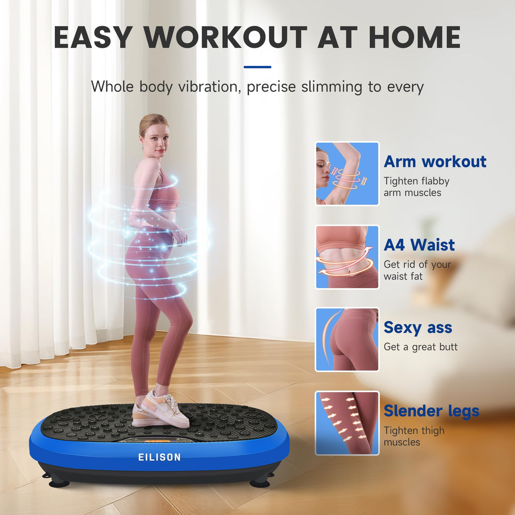 EILISON FitMaxx 3D XL Vibration Plate Exercise Machine - Whole Body Workout Vibration Platform w/Loop Bands - Lymphatic Drainage Machine for Weight Loss, Shaping, Recovery
