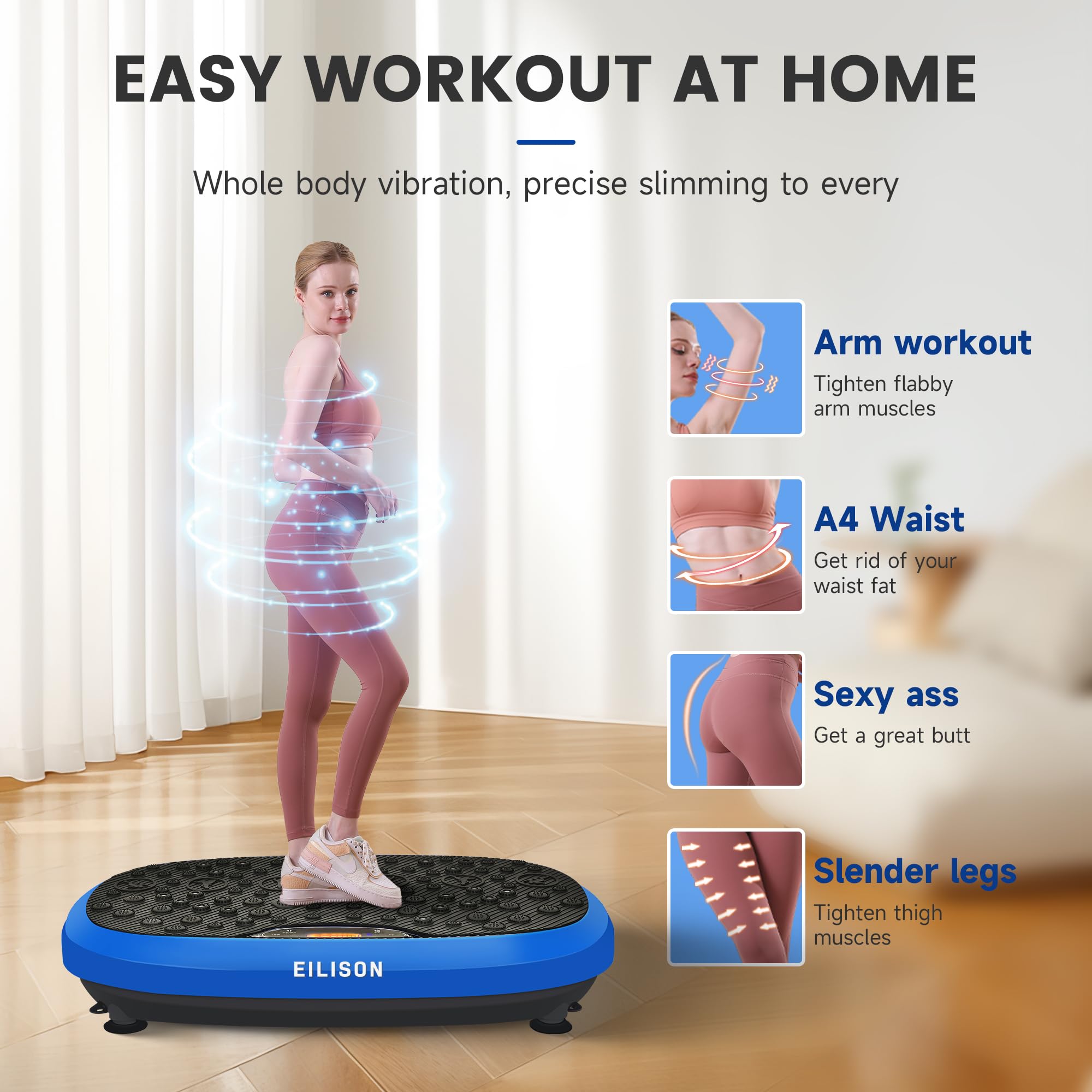 EILISON FitMaxx 3D XL Vibration Plate Exercise Machine - Whole Body Workout Vibration Platform w/Loop Bands - Lymphatic Drainage Machine for Weight Loss, Shaping, Recovery