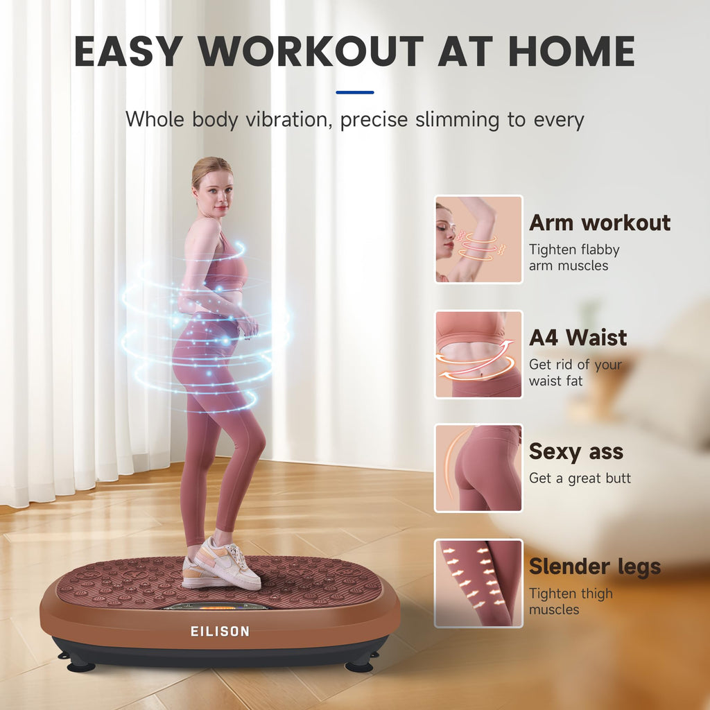 EILISON FitMaxx 3D XL Vibration Plate Exercise Machine - Whole Body Workout Vibration Platform w/Loop Bands - Lymphatic Drainage Machine for Weight Loss, Shaping, Recovery