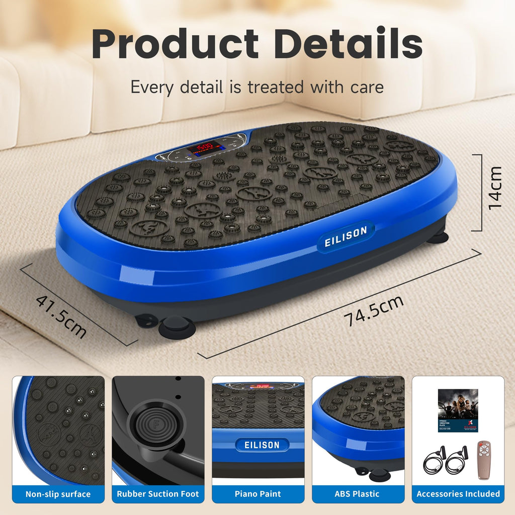 EILISON FitMaxx 3D XL Vibration Plate Exercise Machine - Whole Body Workout Vibration Platform w/Loop Bands - Lymphatic Drainage Machine for Weight Loss, Shaping, Recovery