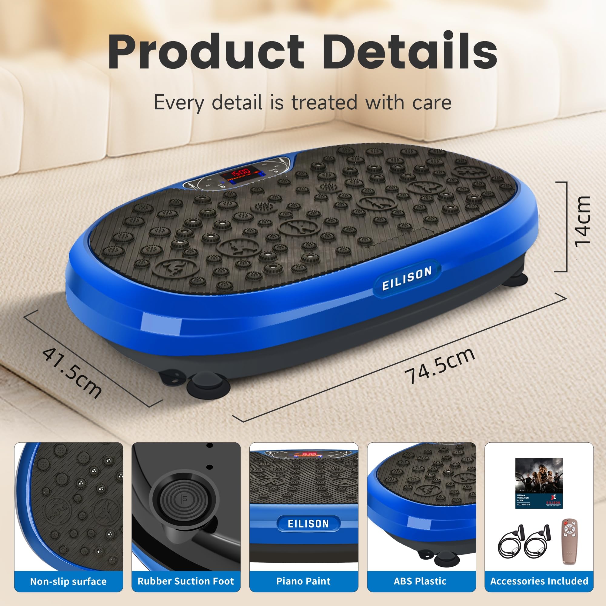 EILISON FitMaxx 3D XL Vibration Plate Exercise Machine - Whole Body Workout Vibration Platform w/Loop Bands - Lymphatic Drainage Machine for Weight Loss, Shaping, Recovery