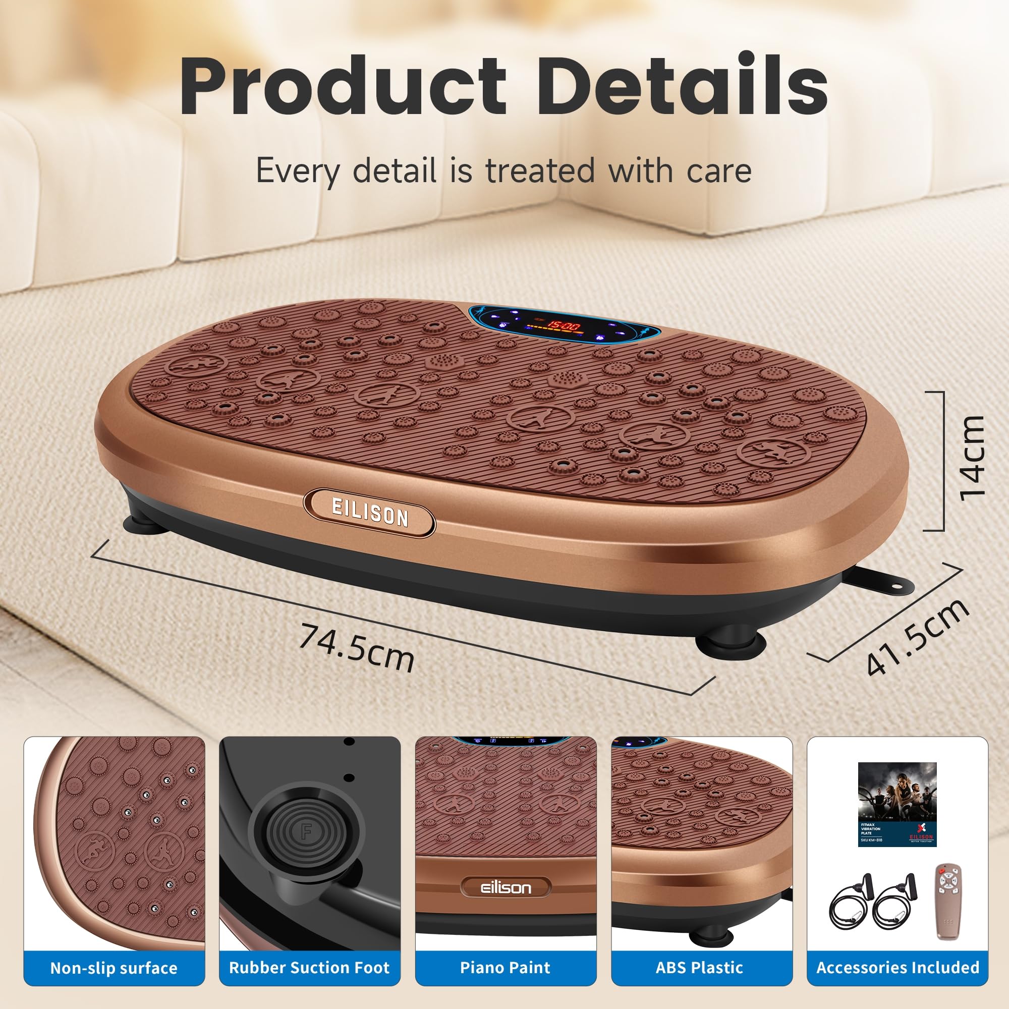 EILISON FitMaxx 3D XL Vibration Plate Exercise Machine - Whole Body Workout Vibration Platform w/Loop Bands - Lymphatic Drainage Machine for Weight Loss, Shaping, Recovery