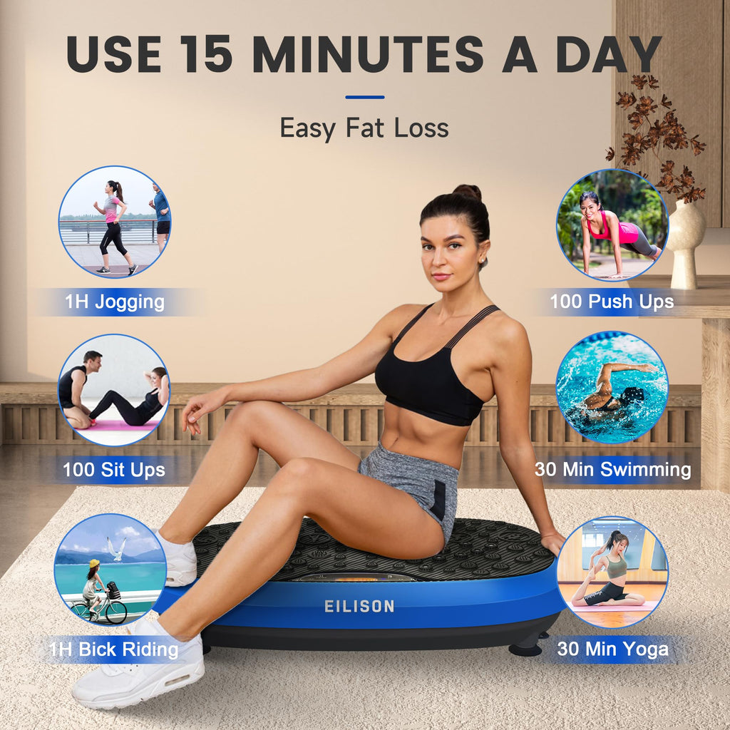 EILISON FitMaxx 3D XL Vibration Plate Exercise Machine - Whole Body Workout Vibration Platform w/Loop Bands - Lymphatic Drainage Machine for Weight Loss, Shaping, Recovery
