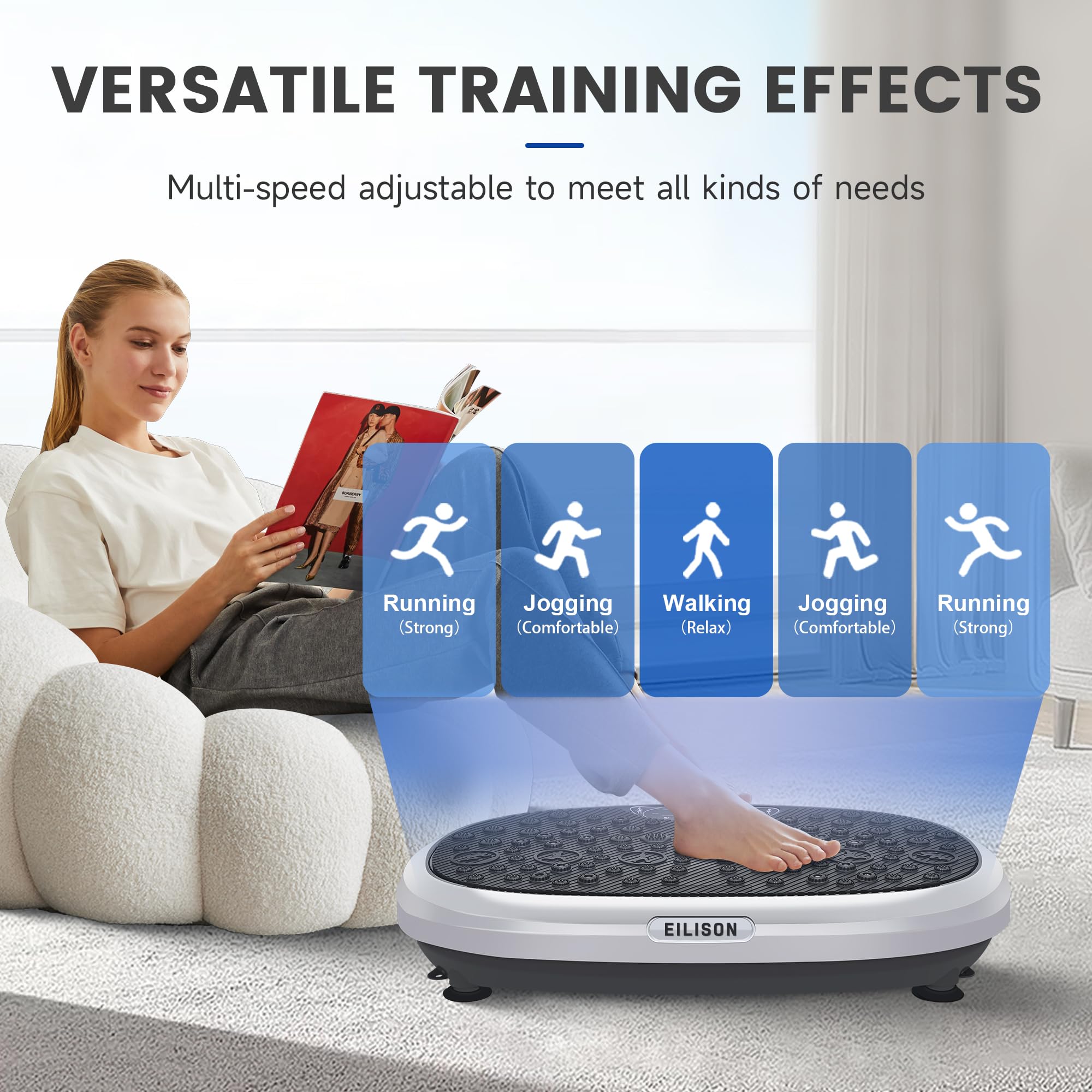 EILISON FitMaxx 3D XL Vibration Plate Exercise Machine - Whole Body Workout Vibration Platform w/Loop Bands - Lymphatic Drainage Machine for Weight Loss, Shaping, Recovery