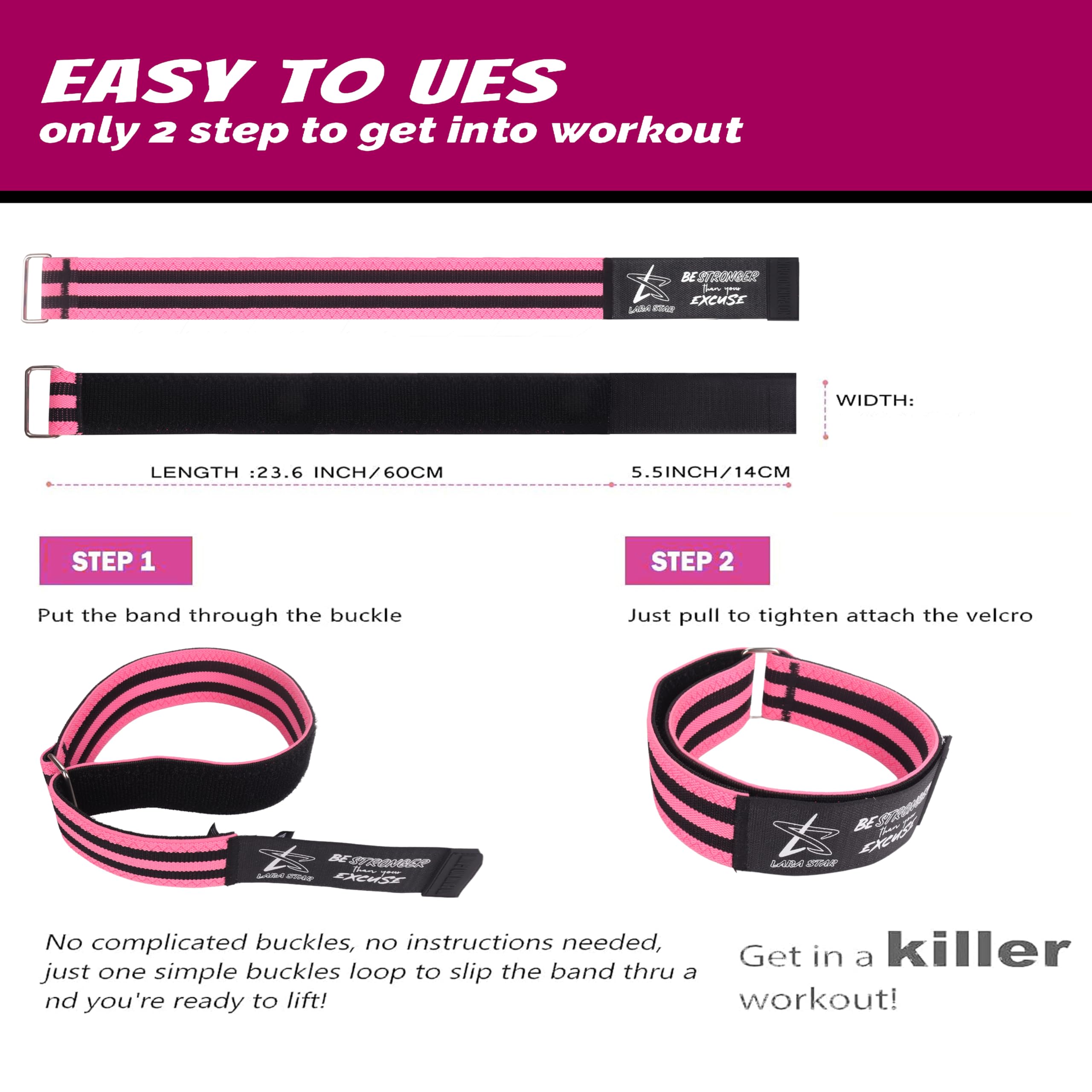 BFR Occlusion Bands for Women Glutes,Blood Flow Restriction Bands for Legs, Butt & Hip Building, Workouts, Best Fabric Resistance Bands for Squat Butt & Thigh