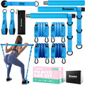 Ayombo Pilates Bar Kit with Resistance Bands, Pilates Workout Equipment for Legs, Hip, Waist, Arm, Squats Exercise Equipment for Home Workouts, Adjustable 3-Section Pilates Bar Kit for Women & Men